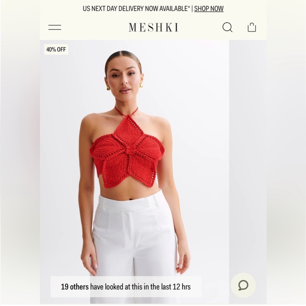 NWT Meshki Bailey Floral Crochet Halter Top